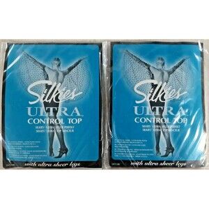 Pantyhose Silkies ULTRA Control Top Medium Taupe 030205 VINTAGE 2-Pair